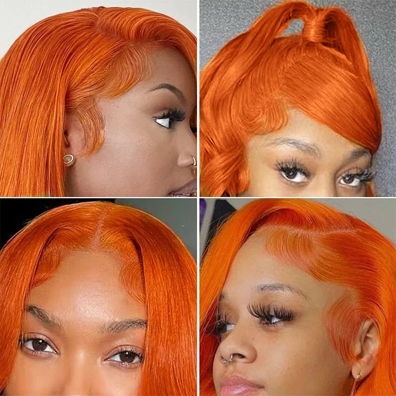 Ginger Orange Straight Lace Front Wig — Brazilian Remy Human Hair
