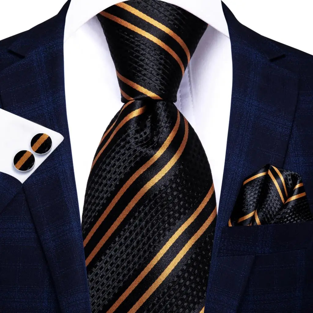 Floral Necktie Set for Men — Tie, Pocket Square & Cufflinks