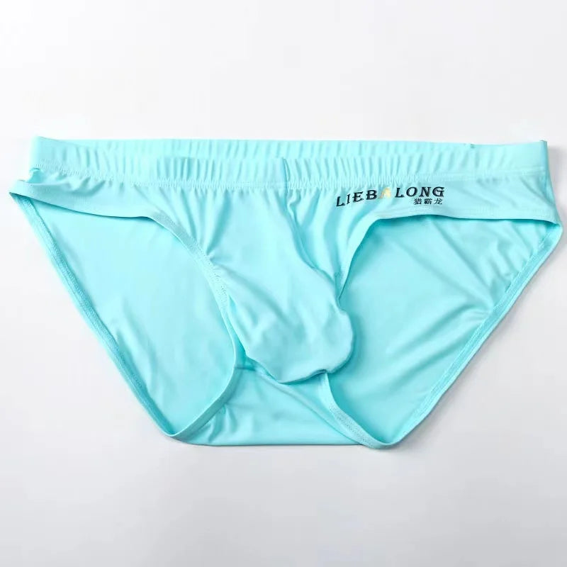Bóxers sin costuras de seda helada para hombre – Ropa interior de tiro bajo con bolsa moldeadora