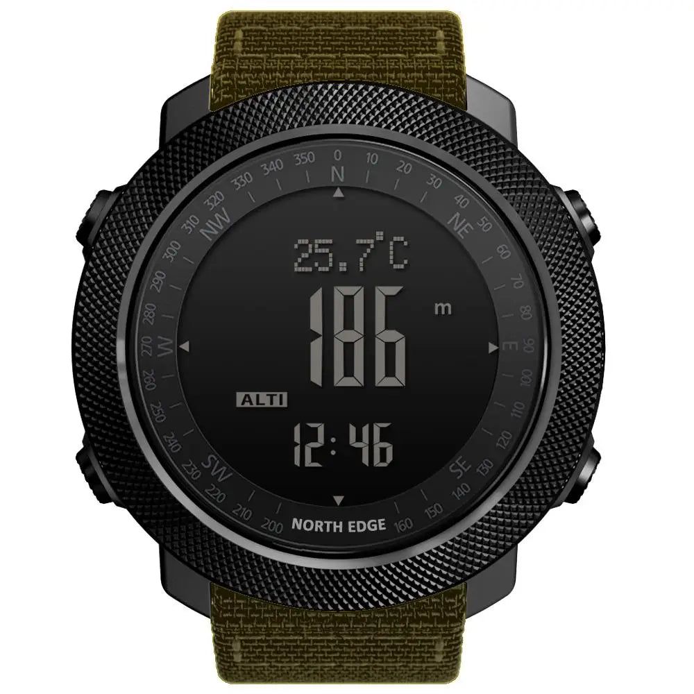 Men's Digital Sport Watch — Altimeter, Barometer, Compass, 50M Waterproof
