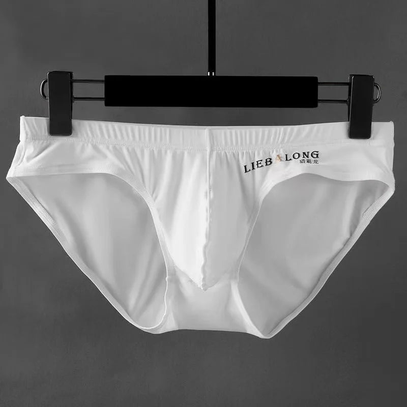 Bóxers sin costuras de seda helada para hombre – Ropa interior de tiro bajo con bolsa moldeadora