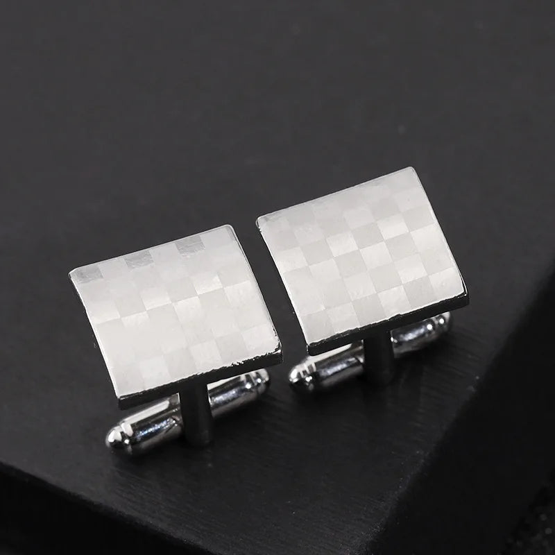 Men's Silver Square Lattice Cufflinks | The Daily Drop