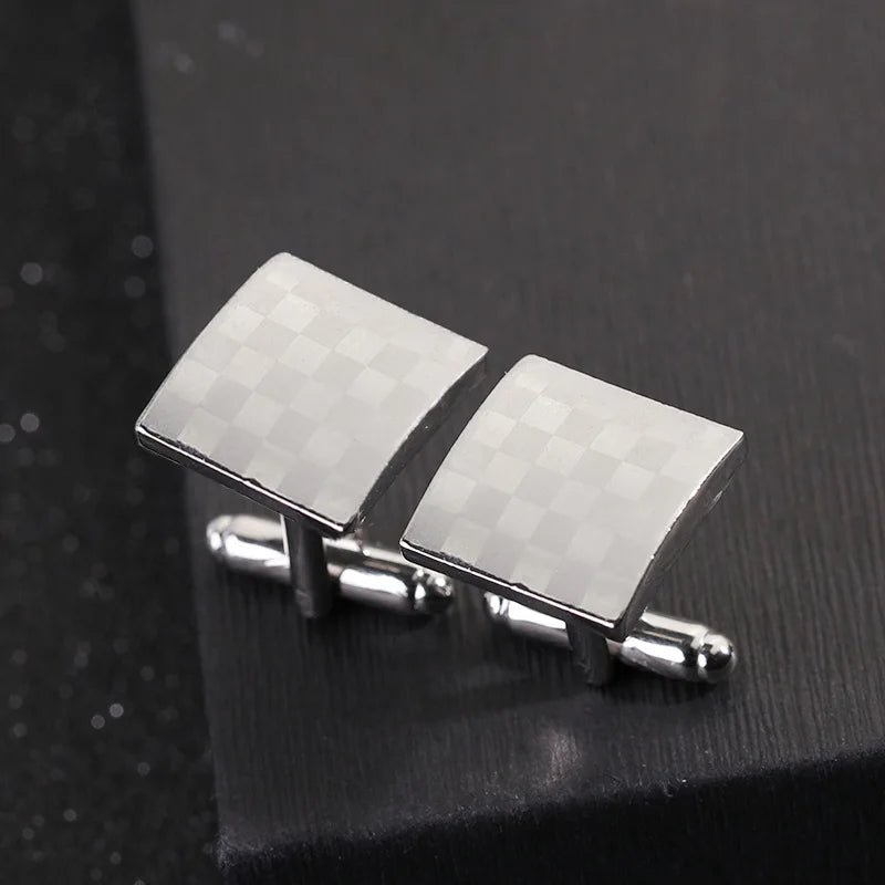 Men's Silver Square Lattice Cufflinks | The Daily Drop