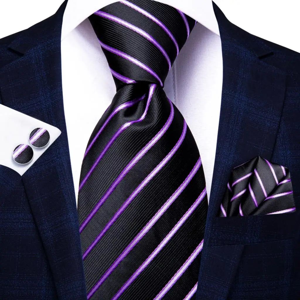 Floral Necktie Set for Men — Tie, Pocket Square & Cufflinks