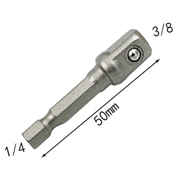 Hex Shank Socket Adapter Set — 1/4", 3/8" & 1/2" Drive