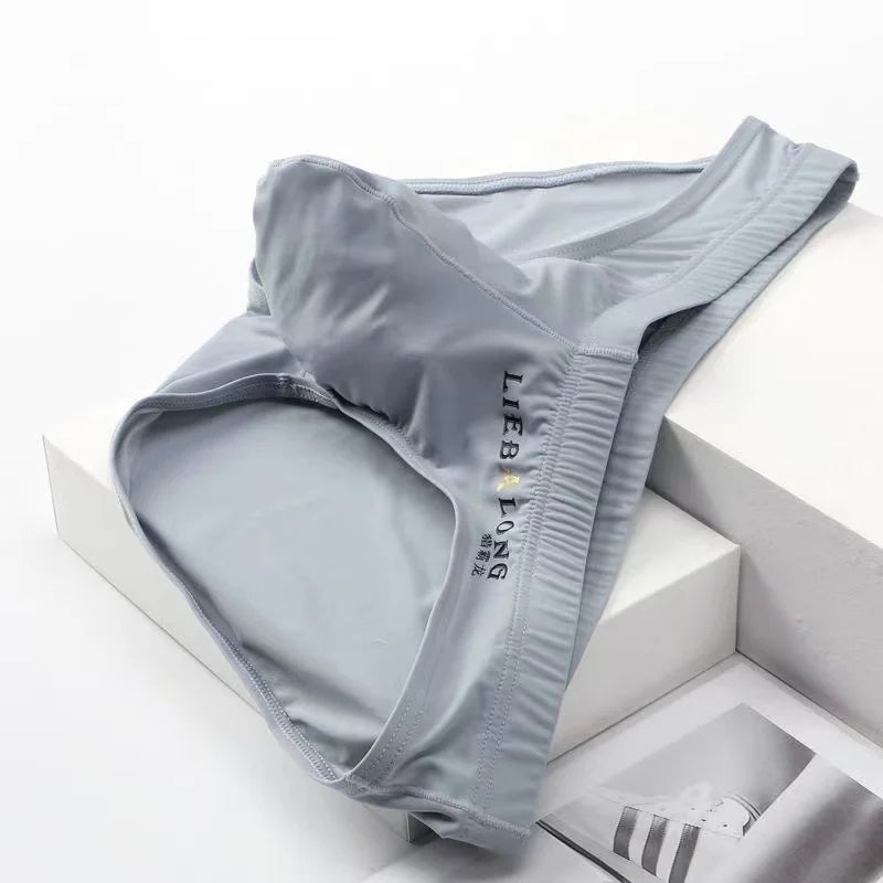 Men's Seamless Ice Silk Briefs – Low-Rise Contour Pouch Underwear