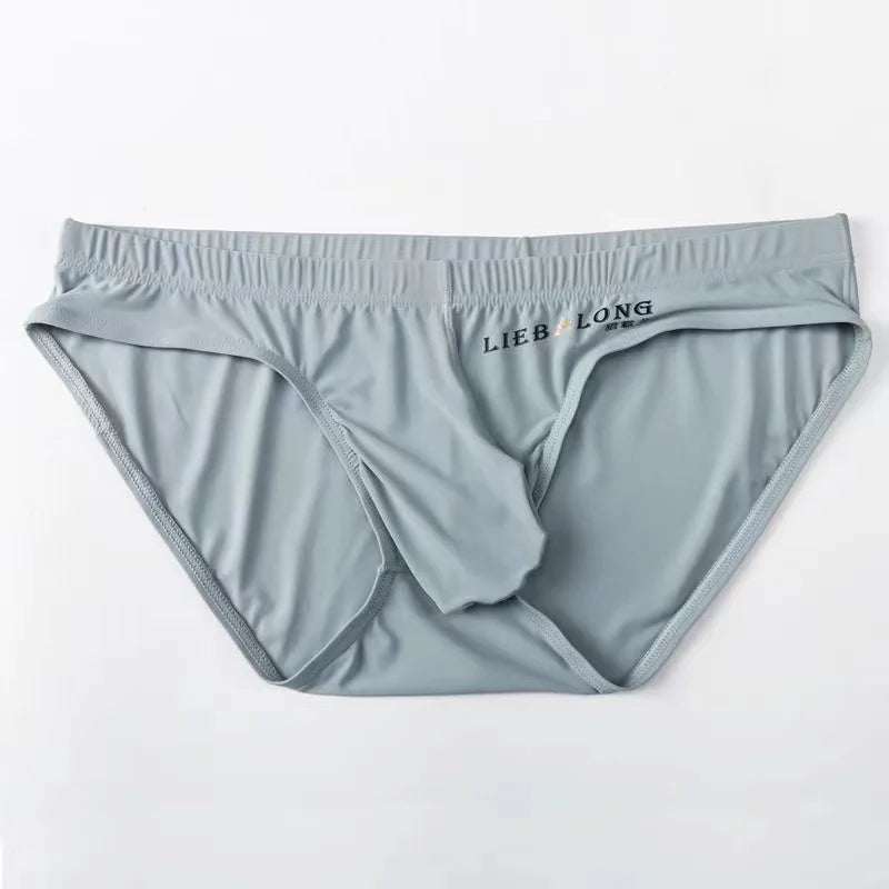 Bóxers sin costuras de seda helada para hombre – Ropa interior de tiro bajo con bolsa moldeadora