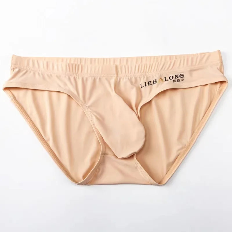 Bóxers sin costuras de seda helada para hombre – Ropa interior de tiro bajo con bolsa moldeadora