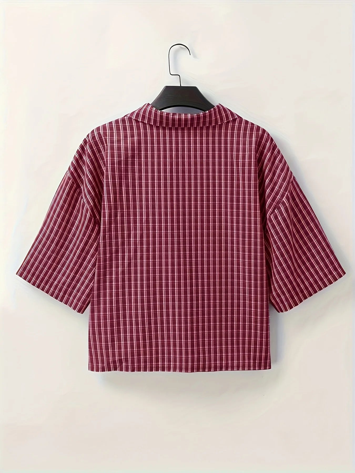 Men's Retro Plaid Short-Sleeve Shirt – Casual Button-Up Streetwear Top