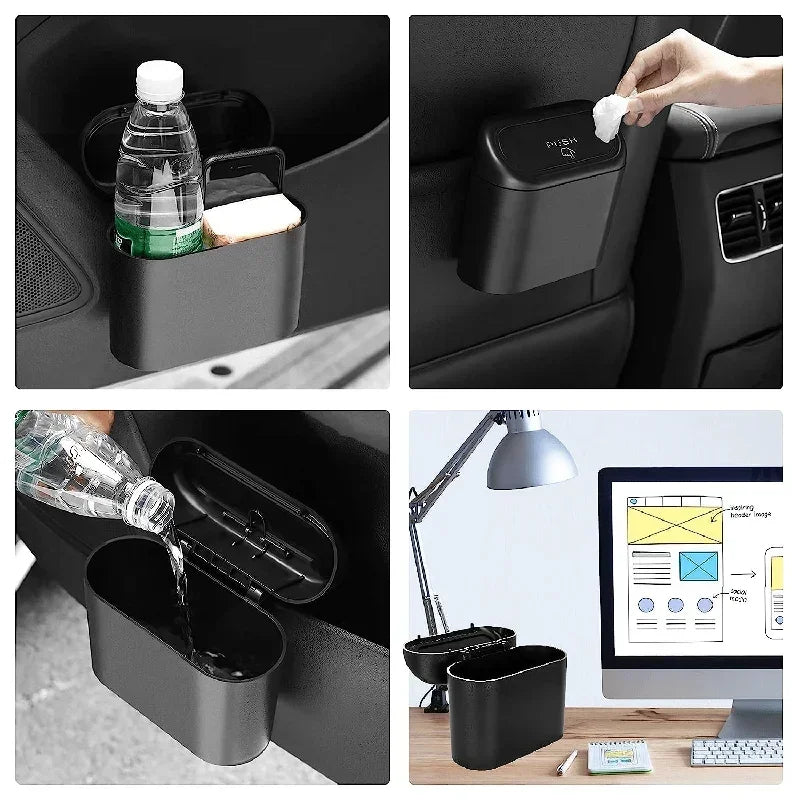 Bote de Basura para Coche con Tapa – Mini Cubo Antifugas con Bolsas de Basura