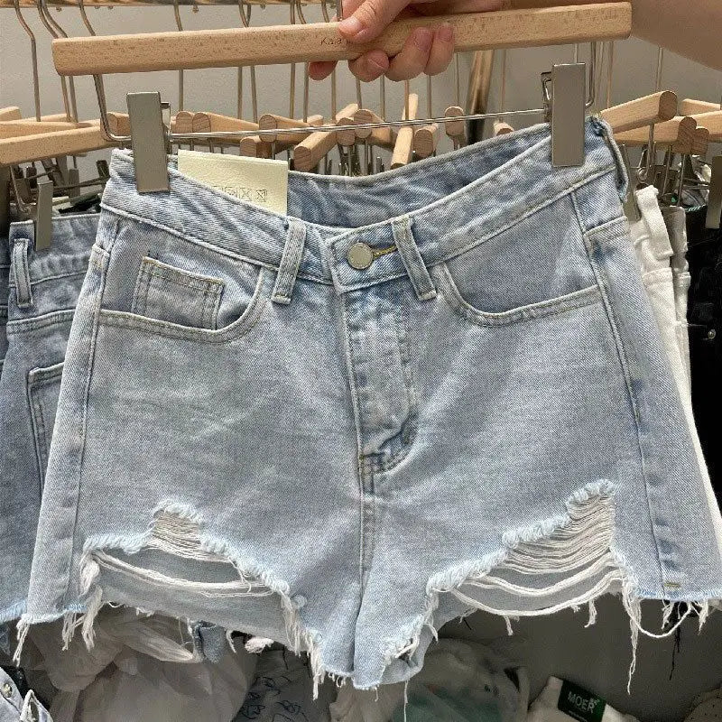 High-Waist Ripped Wide-Leg Denim Shorts – 4 Colors