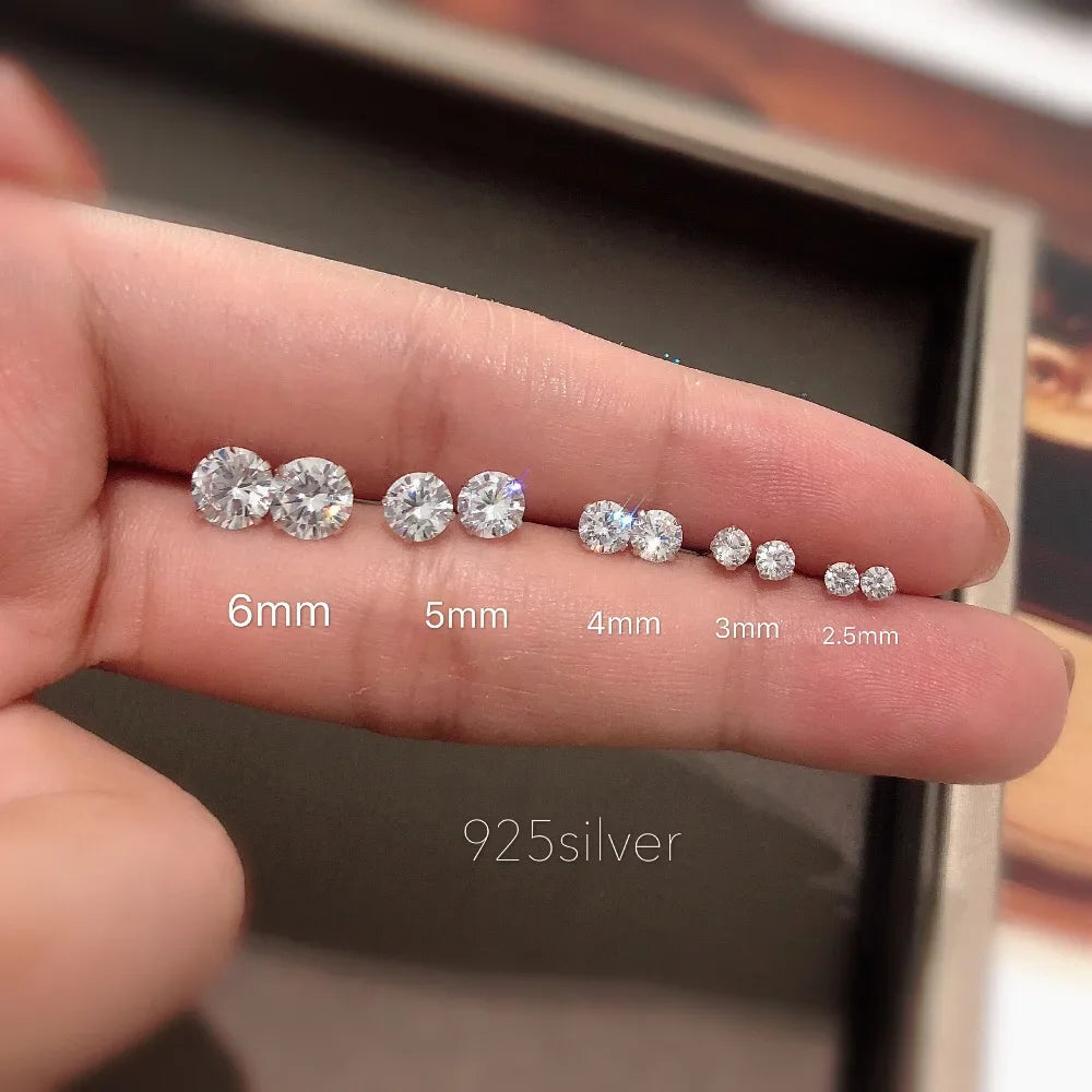 925 Sterling Silver CZ Crystal Stud Earrings – Tiny Round Zircon