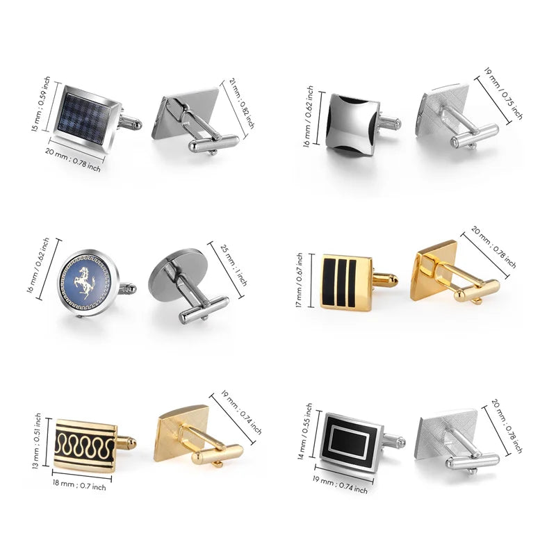 Square Cufflinks & Tie Clip Set | Unisex Dress Shirt Accessories