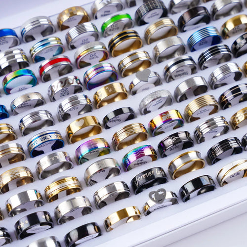 20 unidades/lote, anillos de amor de acero inoxidable con rayas de corazón, a la moda para hombres y mujeres, estilo mixto, regalos de fiesta, accesorios de joyería.
