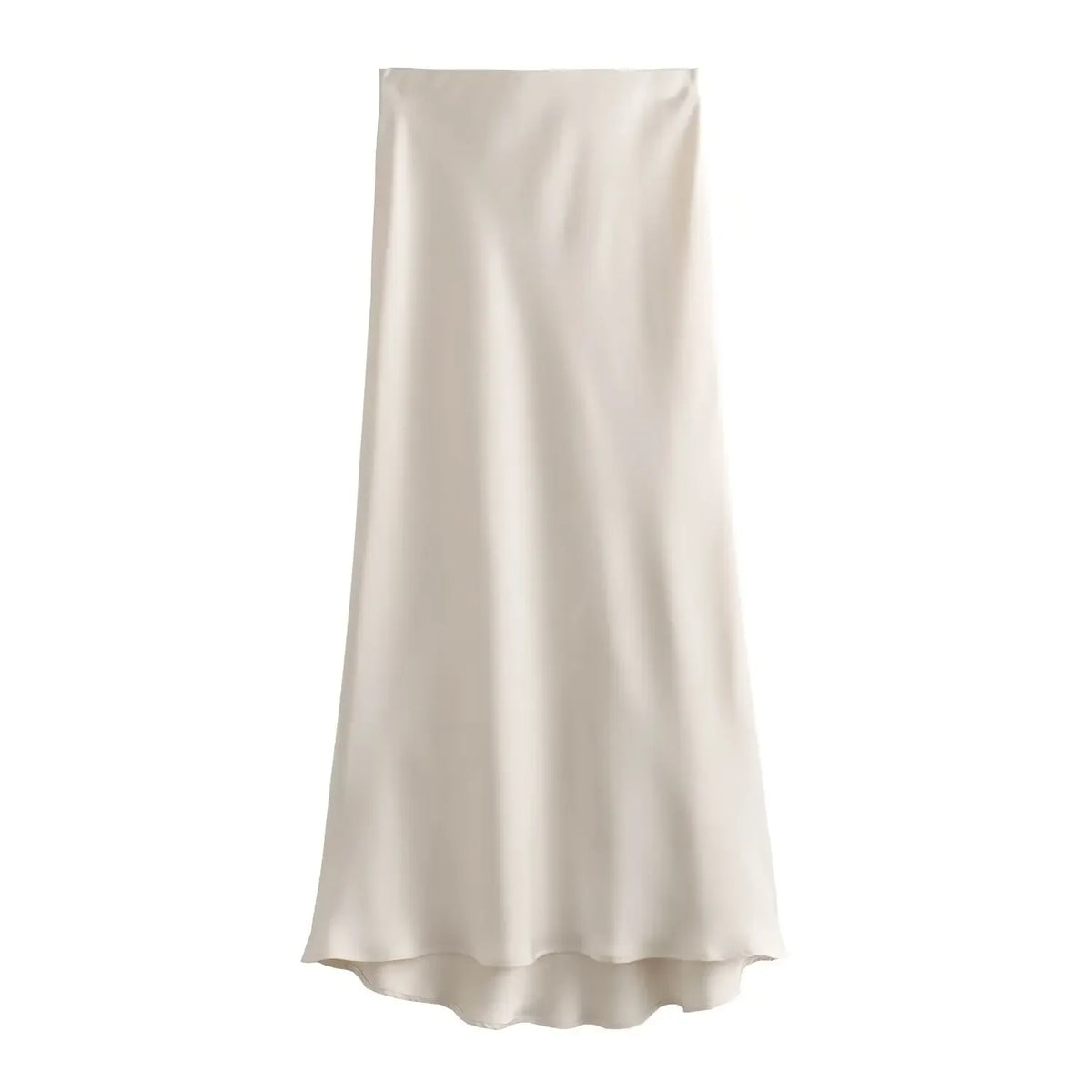 Satin High-Waist Midi Skirt – Solid Colors