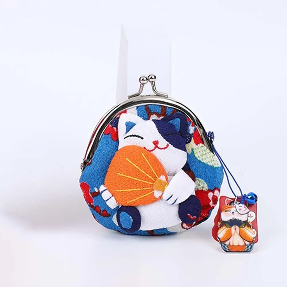 Maneki Neko Lucky Cat Coin Purse — Cute Japanese Fortune Cat Clasp Wallet & Gift