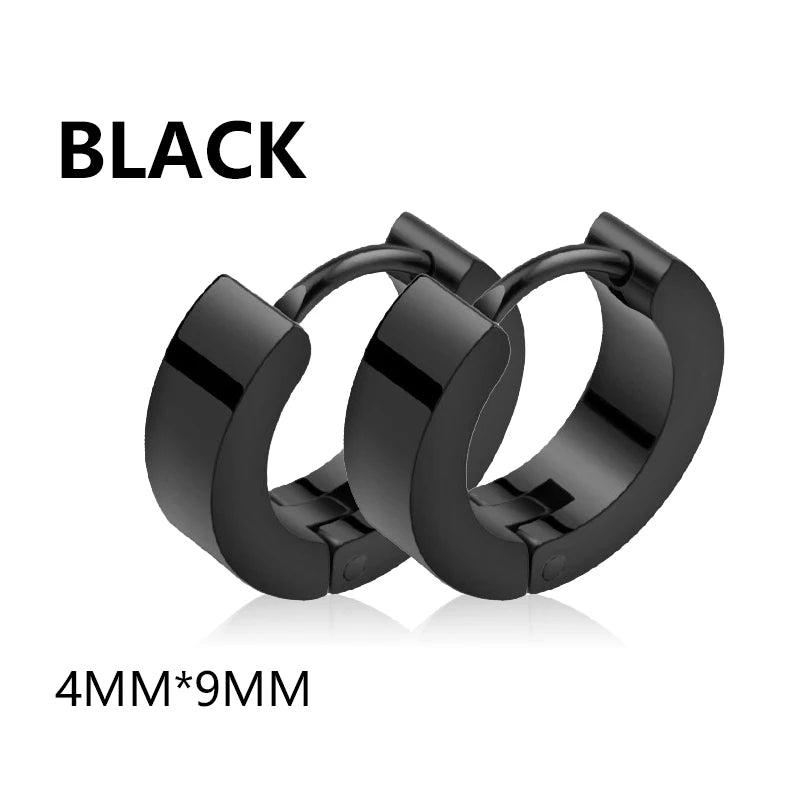 Punk Stainless Steel Hoop & Stud Earrings – Unisex Round & Cross Style