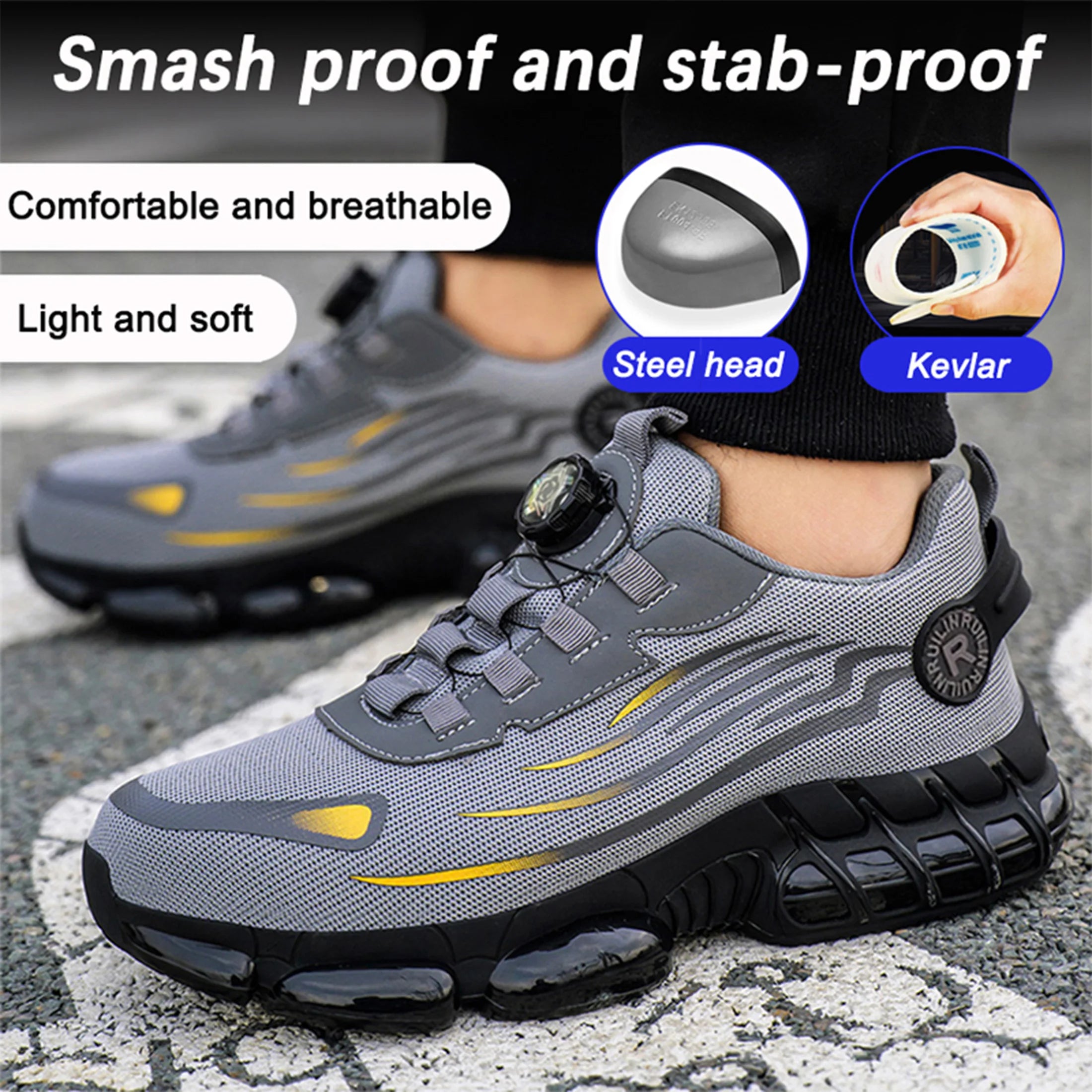 Unisex Steel Toe Safety Sneaker – Anti-Puncture Work Shoe with Air Cushion Sole