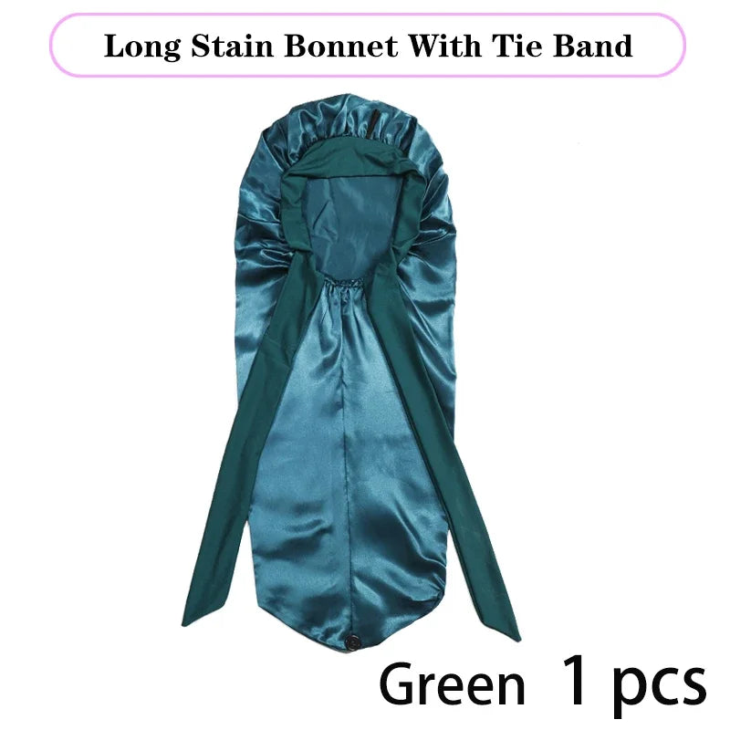 Long Satin Sleep Bonnet – Extra Large Hair Cap for All Hair Types