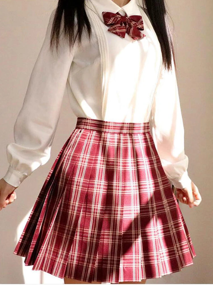 Plaid Bow-Knot Pleated Mini Skirt