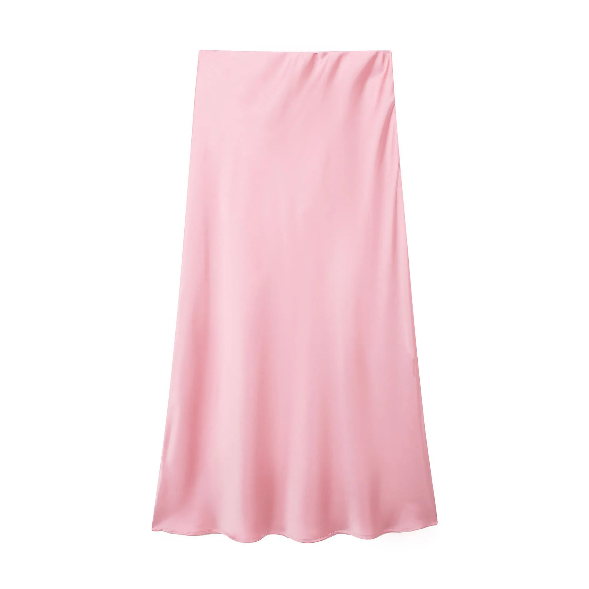 Satin High-Waist Midi Skirt – Solid Colors