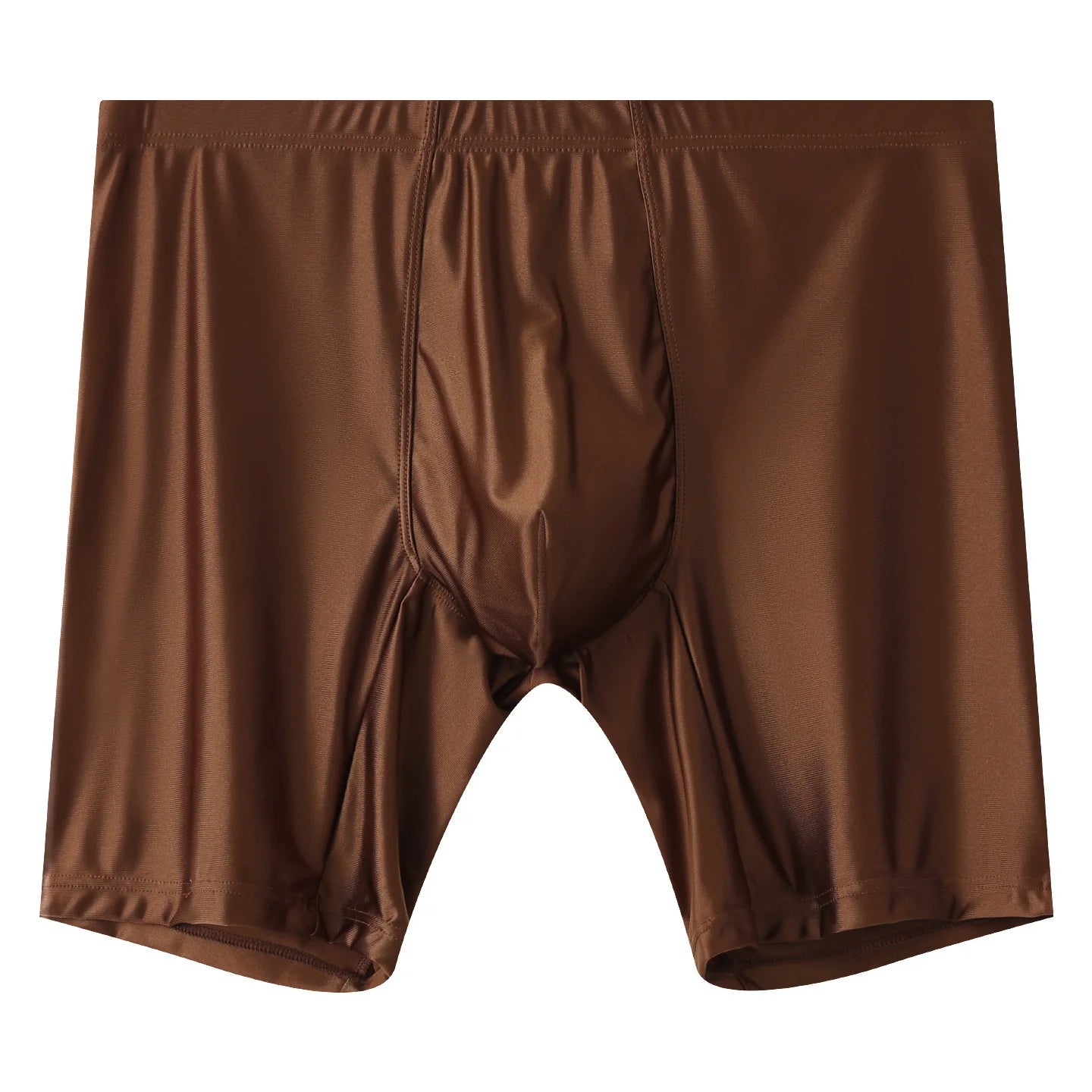 Bóxers largos de seda helada para hombre - Ropa interior de tiro medio ajustada