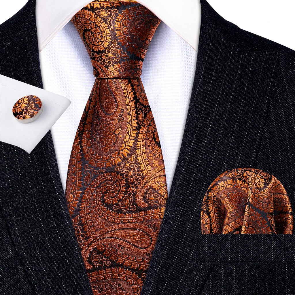 Jacquard Necktie, Pocket Square & Cufflinks Set – Unisex Gift