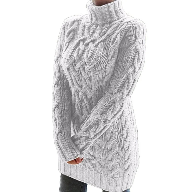 Chunky Cable Knit Turtleneck Sweater – 5 Colors