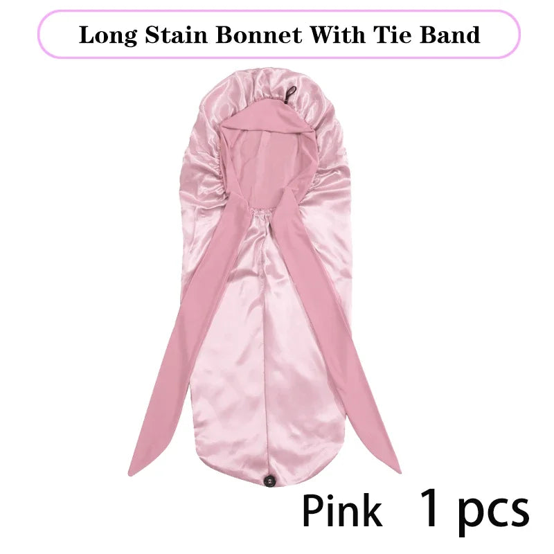 Long Satin Sleep Bonnet – Extra Large Hair Cap for All Hair Types