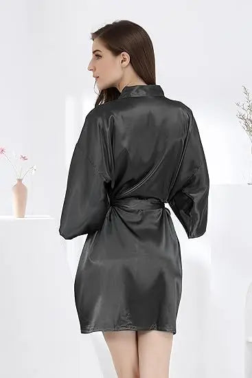 RB030 Sexy Large Size Sexy Satin Night Robe Lace Bathrobe Perfect Wedding Bride Bridesmaid Robes Dressing Gown For Women