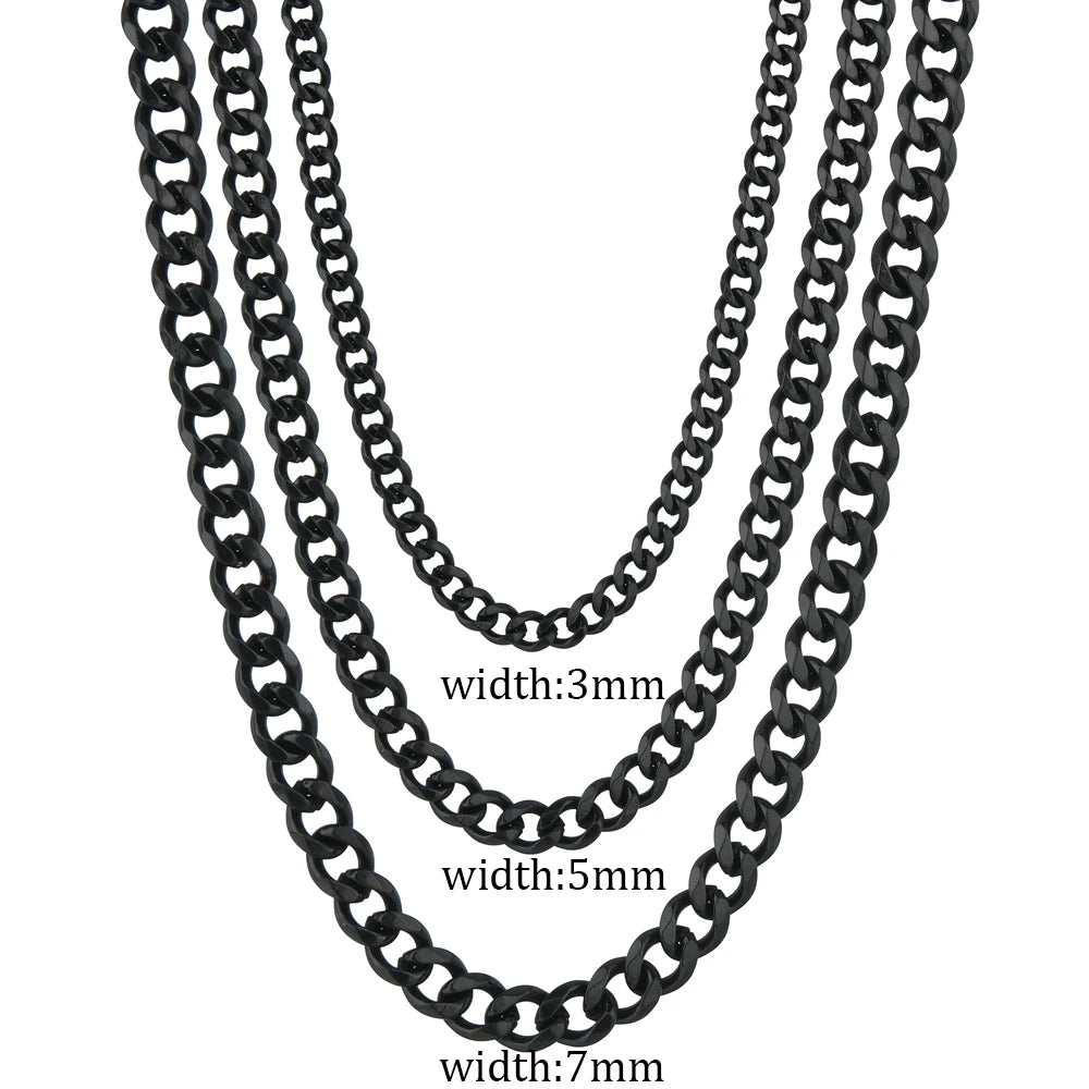 Stainless Steel Cuban Link Chain Necklace – 3/5/7mm | Men & Women