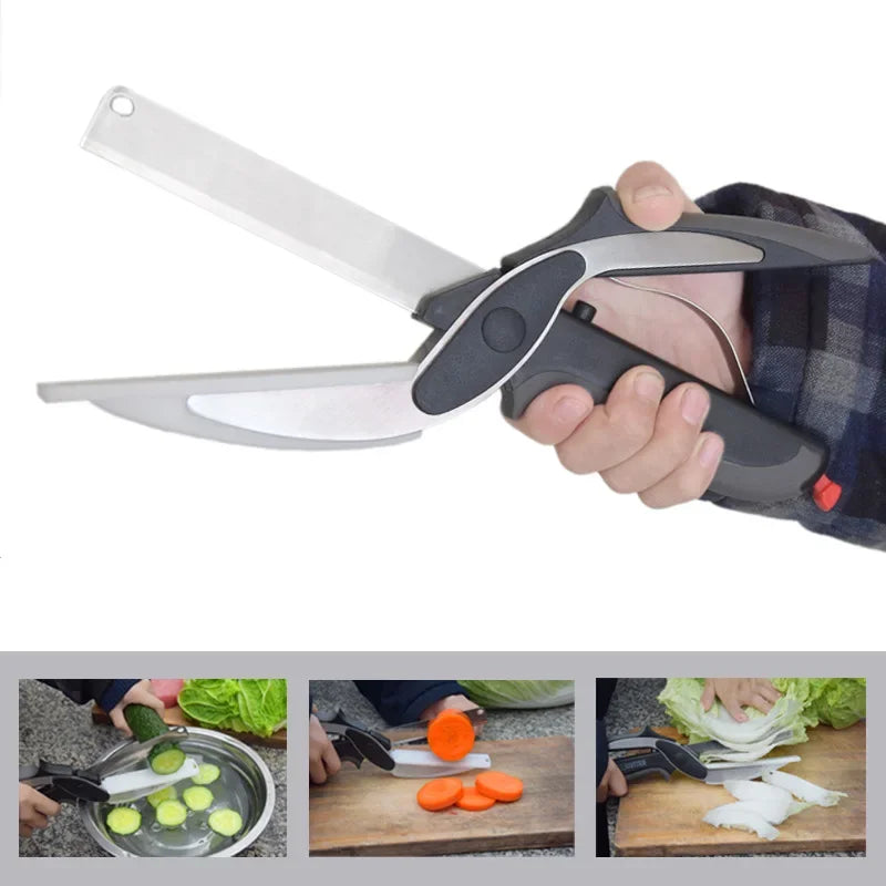 2-in-1 Kitchen Scissors with Built-In Cutting Board
