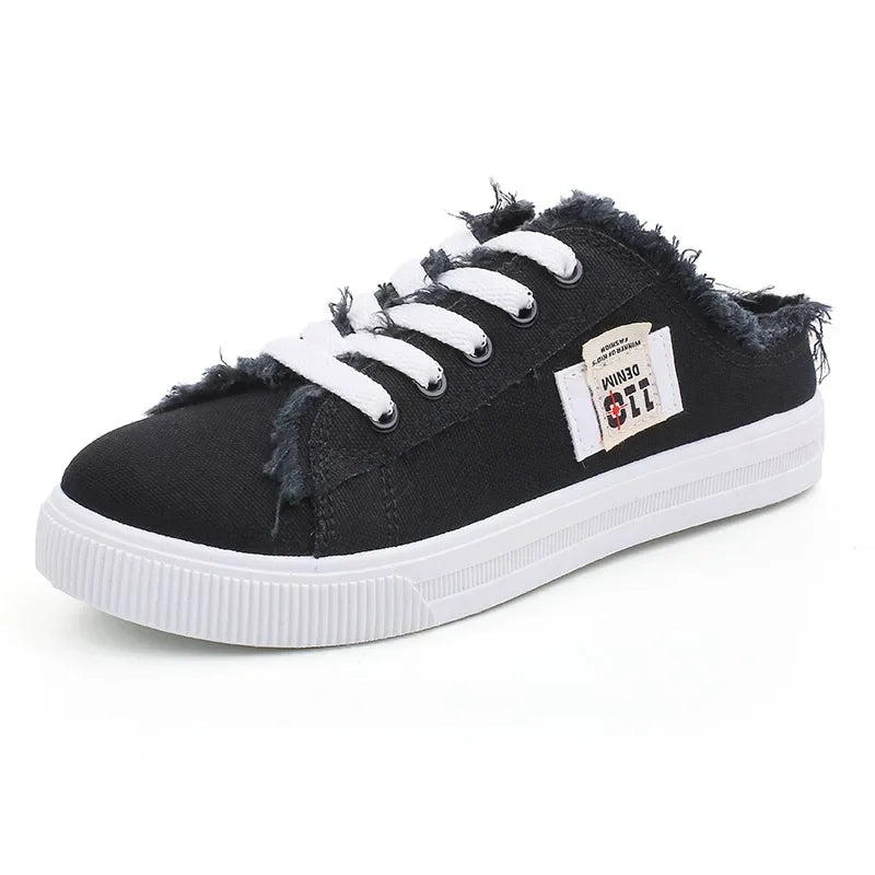 Zapatillas Bajas de Lona para Mujer – Zapatos Planos con Cordones para Primavera y Verano