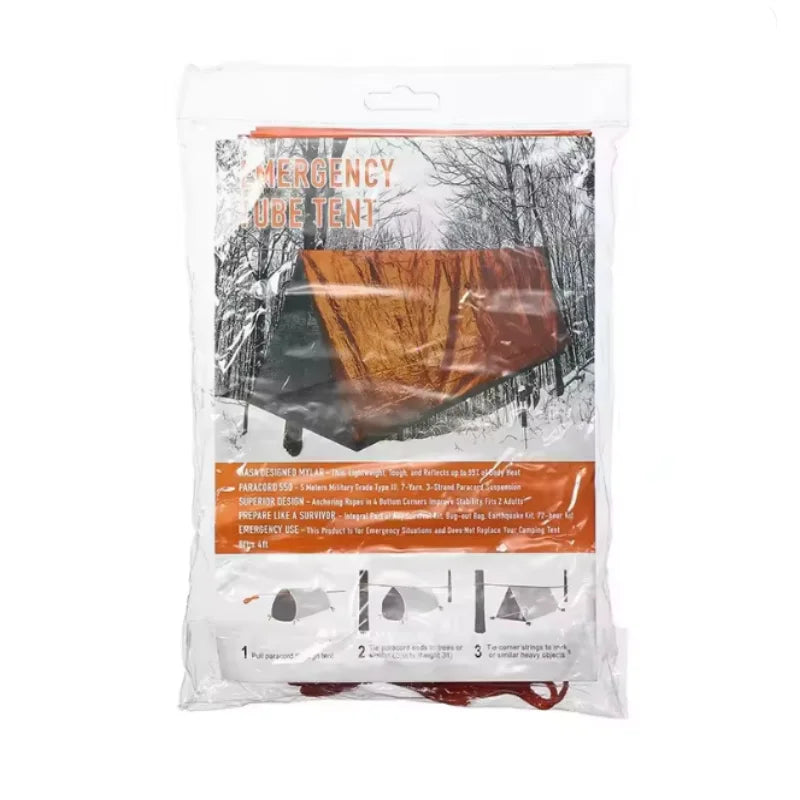 2-Person Mylar Emergency Tube Tent – Reusable Survival Shelter, Waterproof & Windproof SOS Bivy