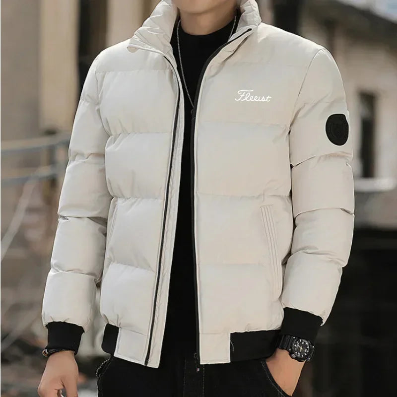 Geometric Print Stand-Collar Jacket