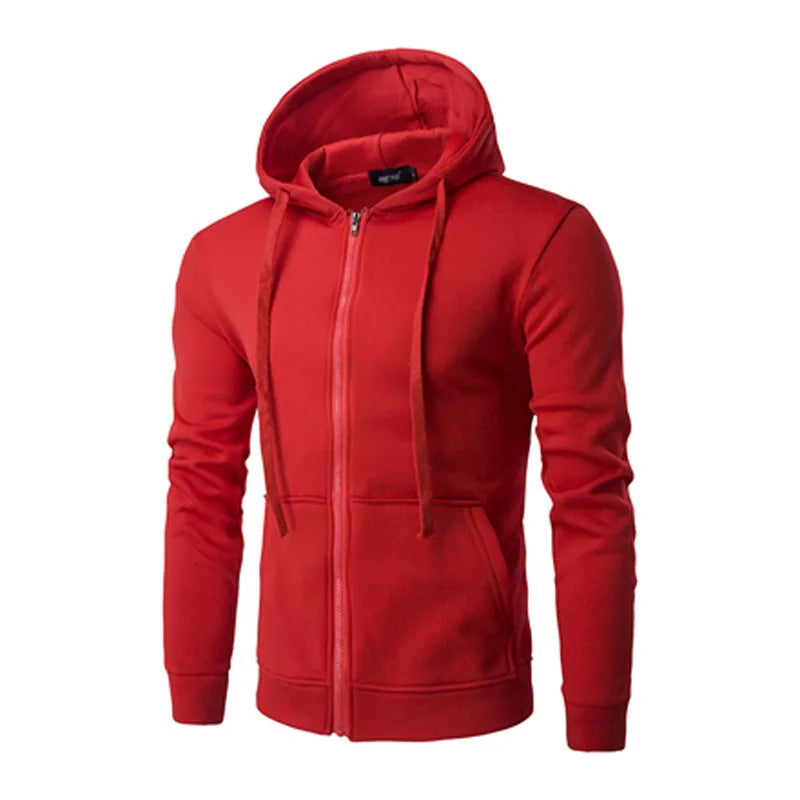 Men's Slim Fit Zip-Up Hoodie Jacket – Long Sleeve Casual Sweatshirt