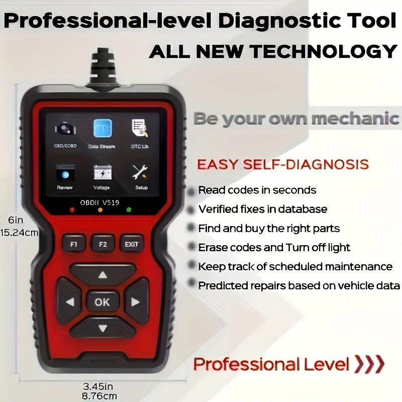 Escáner de diagnóstico de coche V519 OBD2 – Alimentado por USB, datos en tiempo real, lee y borra códigos de motor
