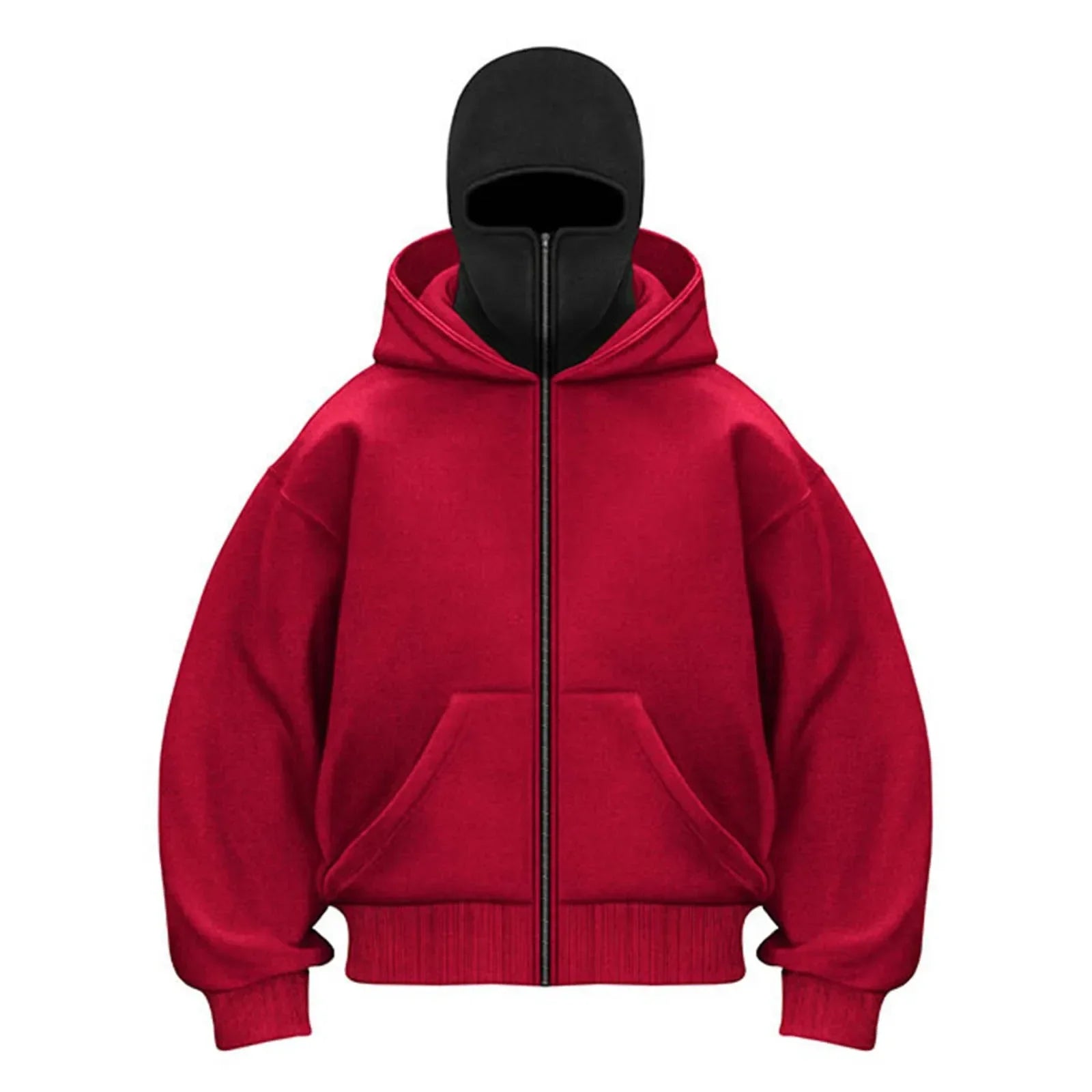 Double Hood Zip-Up Hoodie Jacket – Loose Fit Unisex Couple Sweatshirt