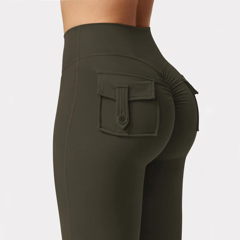 Women's Wide Leg Compression Yoga Leggings with Pockets