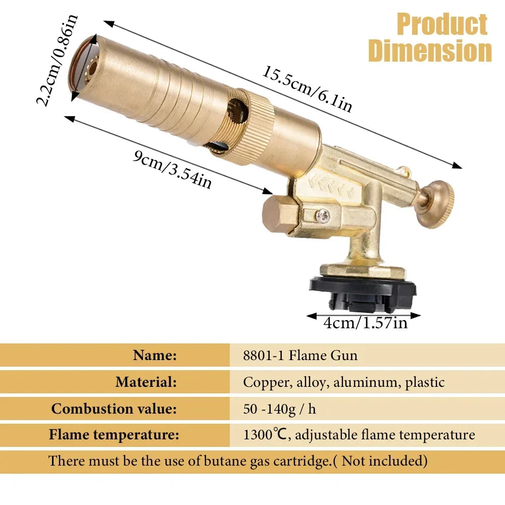 Butane Torch Flame Gun — Adjustable Flame, Auto-Ignition for Cooking, Welding & BBQ