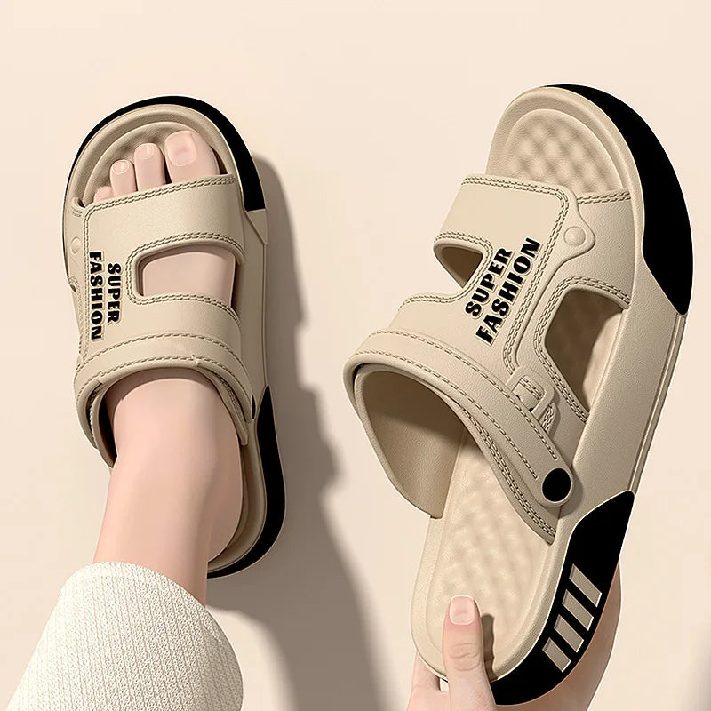 Pantuflas de hombre con plataforma de EVA – Sandalias de playa para interior y exterior con suela blanda