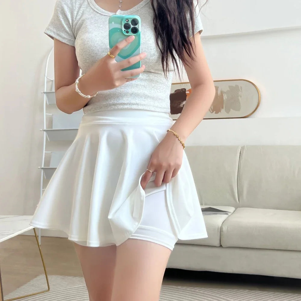 Pleated Flared Mini Skirt