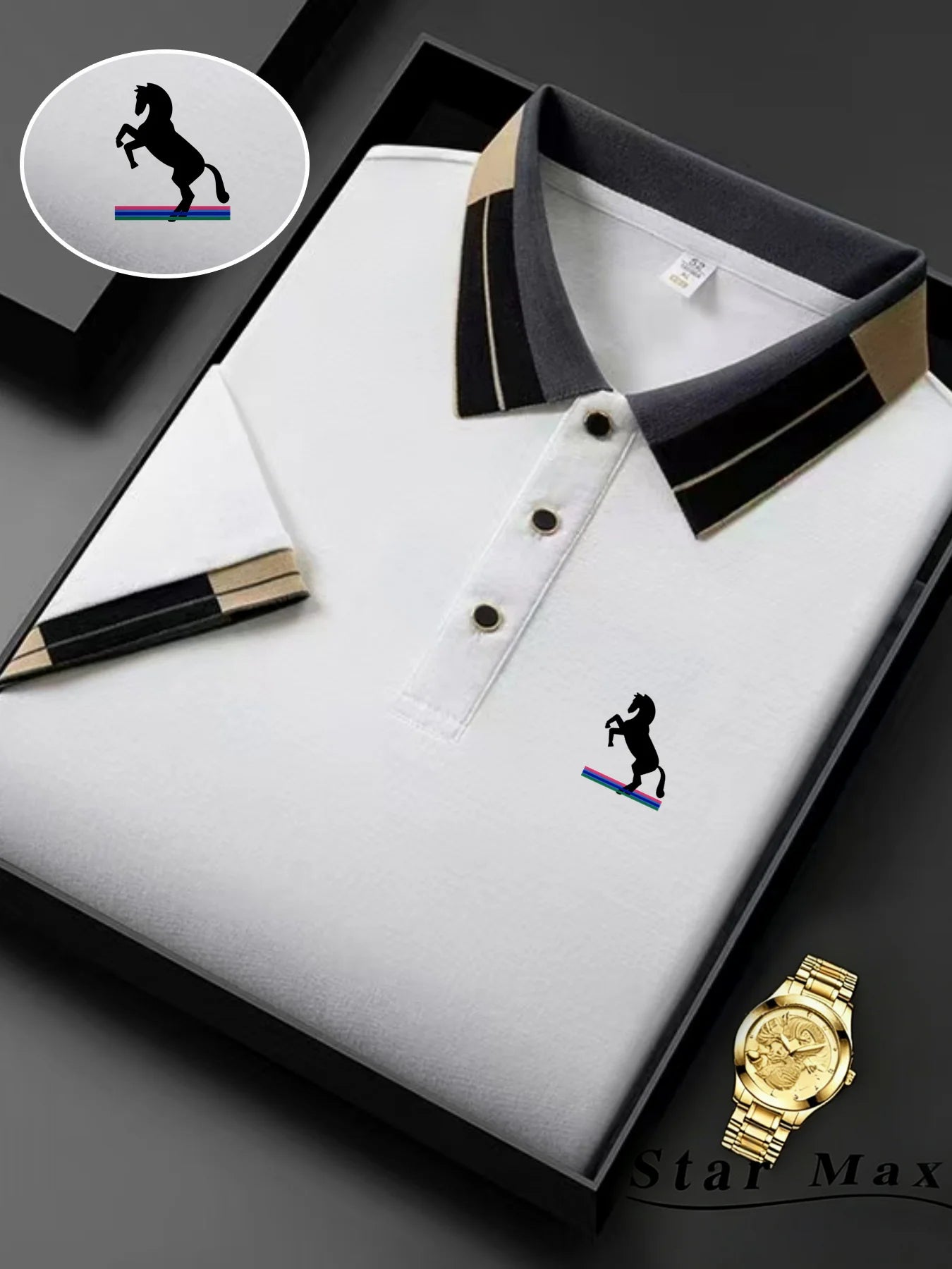 Men's Luxury Horse Embroidery Polo Shirt