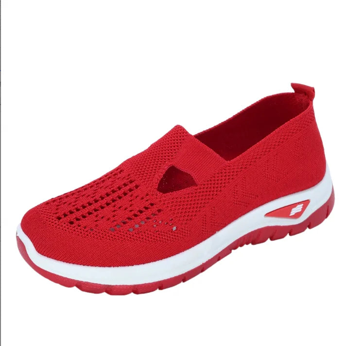 Zapatillas informales de punto sin cordones para mujer – Calzado ligero de suela suave para caminar