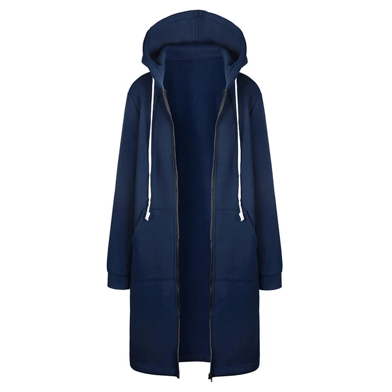 Longline Zip-Up Hoodie Coat – 5 Colors