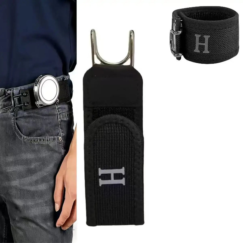 Adjustable Elastic Waistband Buckle – Magic Tape & Metal Hook Pants Extender