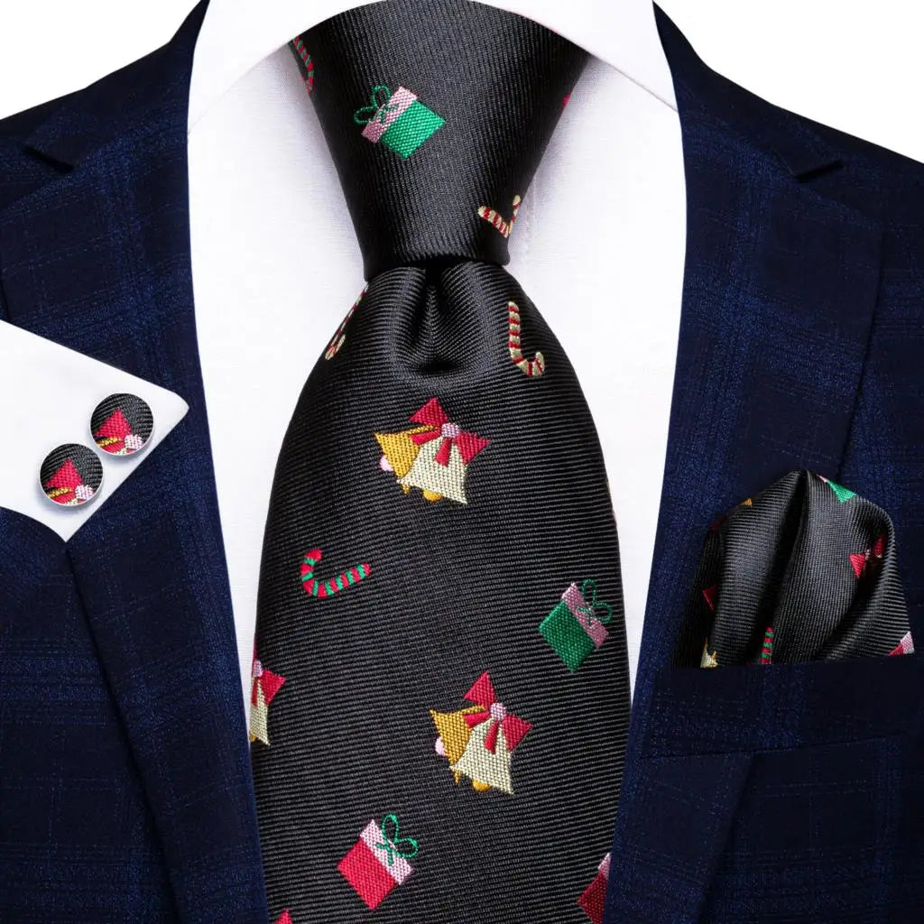 Floral Necktie Set for Men — Tie, Pocket Square & Cufflinks