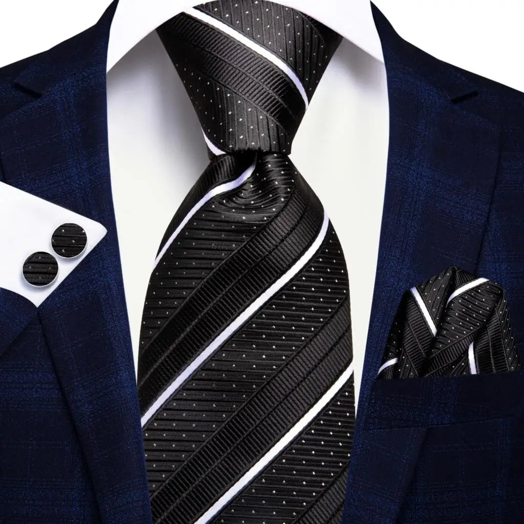 Floral Necktie Set for Men — Tie, Pocket Square & Cufflinks