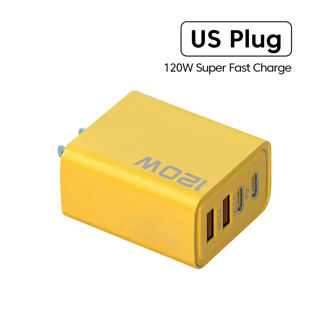 4-Port USB-C Fast Charger 120W – Quick Charge 3.0, Compatible with iPhone, Samsung & More