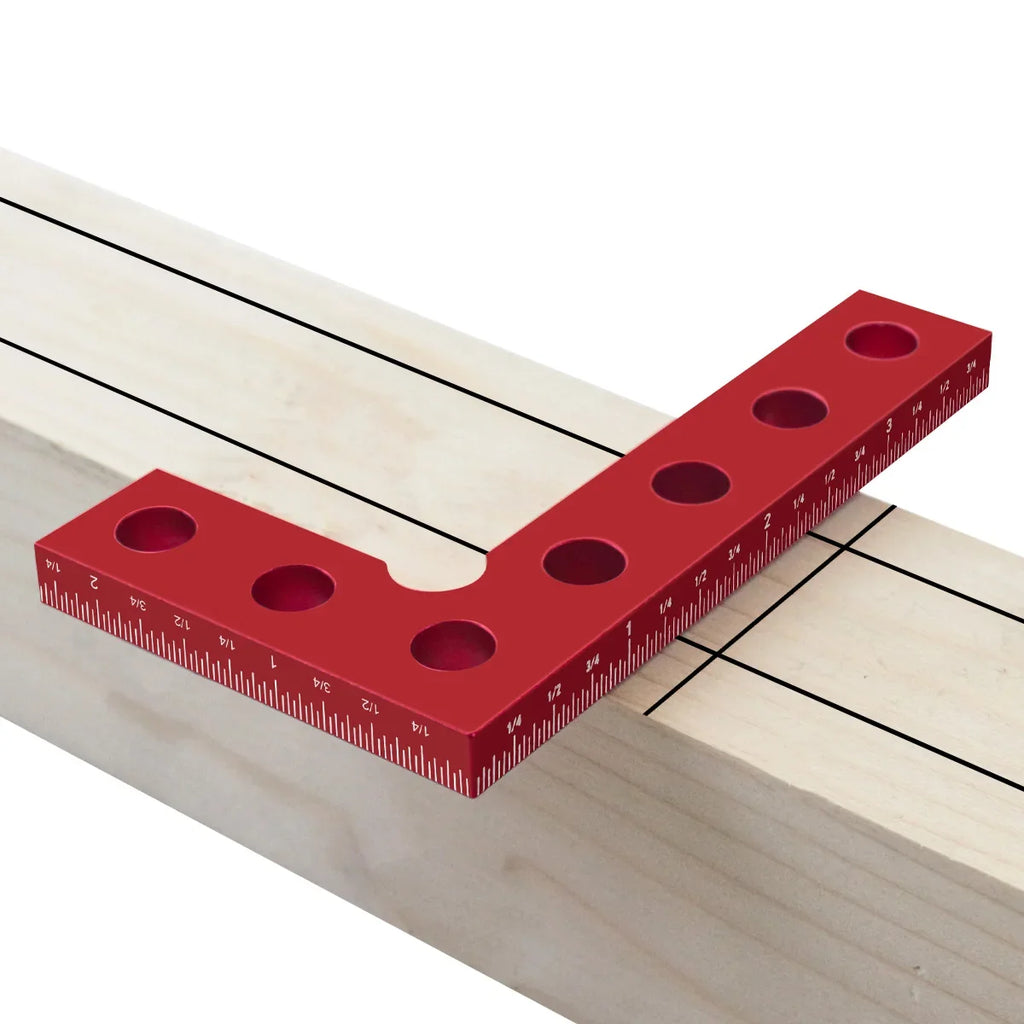 90-Degree Aluminum Marking Square — Precision Right Angle Ruler for Woodworking